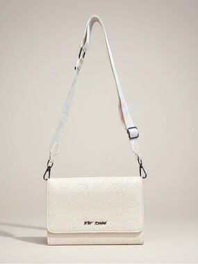 Betsey Johnson Cream Embossed Skull Crossbody Bag